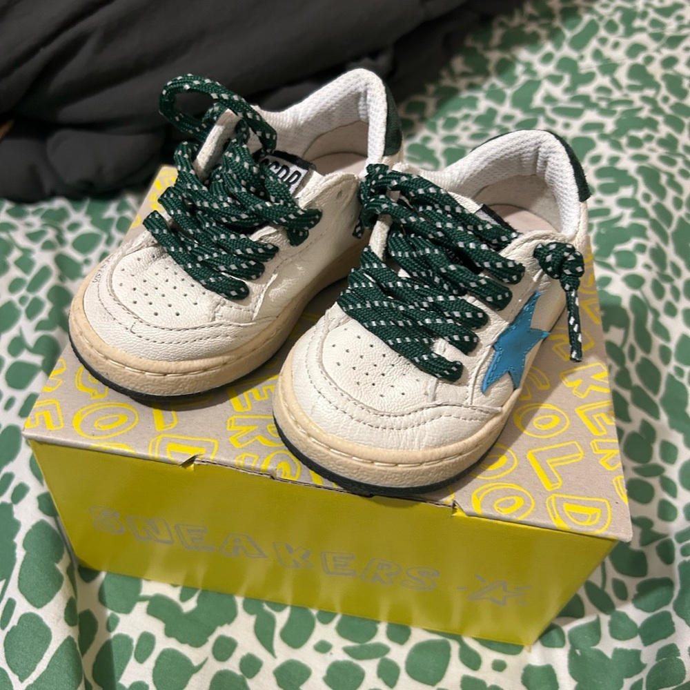 Golden Goose White and Blue Sneakers Retro-Inspired Casual